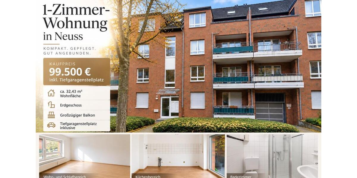Erdgeschoßwohnung Neuss Furth-Mitte - 1 Zimmer, 32 m&sup2;, 99.500&euro; | Angebot:27475337