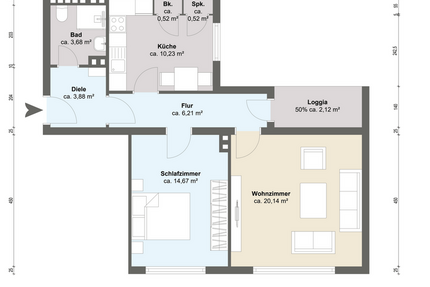 Wohnung Düsseldorf Friedrichstadt - 2 Zimmer, 64 m&sup2;, 299.000&euro; | Angebot:27108890