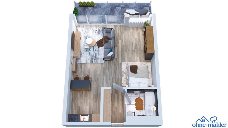 Etagenwohnung Duisburg Duisburg-Mitte - 1.5 Zimmer, 47 m&sup2;, 119.000&euro; | Angebot:27436401